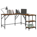 skrivebord 139x139x75 cm konstrueret træ røget egetræsfarve