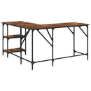 skrivebord 139x139x75 cm konstrueret træ røget egetræsfarve