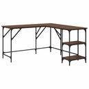 skrivebord 139x139x75 cm konstrueret træ brun egetræsfarve