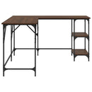 skrivebord 139x139x75 cm konstrueret træ brun egetræsfarve
