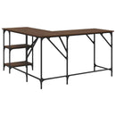 skrivebord 139x139x75 cm konstrueret træ brun egetræsfarve