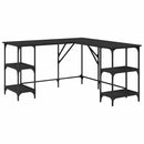 skrivebord 139x139x75 cm konstrueret træ sort