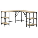 skrivebord 139x139x75 cm konstrueret træ sonoma-eg