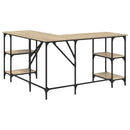 skrivebord 139x139x75 cm konstrueret træ sonoma-eg