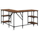 skrivebord 139x139x75 cm konstrueret træ røget egetræsfarve