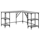 skrivebord 139x139x75 cm konstrueret træ grå sonoma-eg