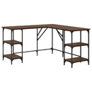 skrivebord 139x139x75 cm konstrueret træ brun egetræsfarve