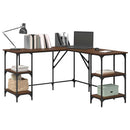 skrivebord 139x139x75 cm konstrueret træ brun egetræsfarve