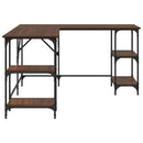 skrivebord 139x139x75 cm konstrueret træ brun egetræsfarve
