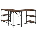 skrivebord 139x139x75 cm konstrueret træ brun egetræsfarve