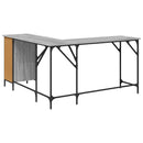 skrivebord 141x141x75 cm konstrueret træ grå sonoma-eg