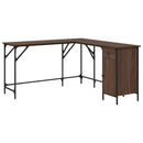 skrivebord 141x141x75 cm konstrueret træ brun egetræsfarve