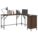 skrivebord 141x141x75 cm konstrueret træ brun egetræsfarve