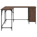 skrivebord 141x141x75 cm konstrueret træ brun egetræsfarve