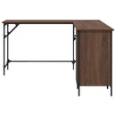 skrivebord 141x141x75 cm konstrueret træ brun egetræsfarve