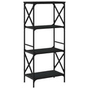 bogreol med 4 hylder 59x35x132 cm konstrueret træ sort