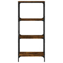 bogreol 4 hylder 59x35x132 cm konstrueret træ røget eg