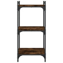bogreol 3 hylder 40x30x86 cm konstrueret træ røget eg