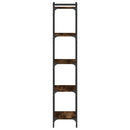 bogreol 5 hylder 40x30x154 cm konstrueret træ røget eg