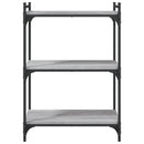 bogreol 60x30x86 cm 3 hylder konstrueret træ grå sonoma-eg