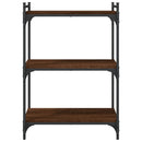 bogreol 60x30x86 cm 3 hylder konstrueret træ brunt eg