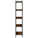 bogreol 5 hylder 60x30x154 cm konstrueret træ røget eg