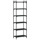 bogreol med 6 hylder 60x30x188 cm konstrueret træ sort