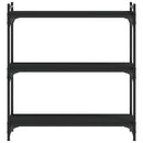 bogreol med 3 hylder 80x30x86 cm konstrueret træ sort