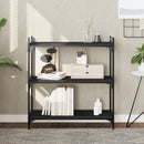 bogreol med 3 hylder 80x30x86 cm konstrueret træ sort