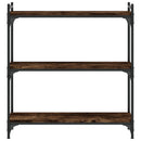 bogreol 3 hylder 80x30x86 cm konstrueret træ røget eg
