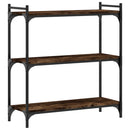 bogreol 3 hylder 80x30x86 cm konstrueret træ røget eg