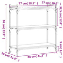 bogreol 3 hylder 80x30x86 cm konstrueret træ brun