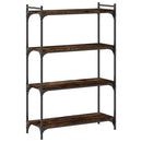 bogreol 4 hylder 80x30x120 cm konstrueret træ røget eg