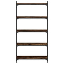bogreol 5 hylder 80x30x154 cm konstrueret træ røget eg