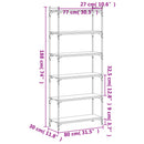 bogreol med 6 hylder 80x30x188 cm konstrueret træ sort
