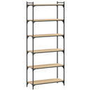 bogreol 6 hylder 80x30x188 cm konstrueret træ sonoma-eg