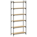 bogreol 6 hylder 80x30x188 cm konstrueret træ sonoma-eg