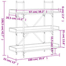 bogreol med 3 hylder 100x33x108,5 cm konstrueret træ sort