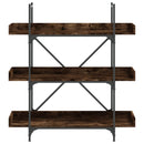 bogreol med 3 hylder 100x33x108,5 cm konstrueret træ røget eg