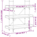 bogreol med 3 hylder 100x33x108,5 cm konstrueret træ brun eg