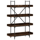 bogreol med 4 hylder 100x33x145,5 cm konstrueret træ røget eg