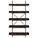 bogreol 100x33x180,5 cm 5 hylder konstrueret træ røget eg