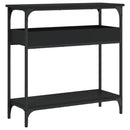 konsolbord med hylde 75x29x75 cm konstrueret træ sort