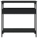 konsolbord med hylde 75x29x75 cm konstrueret træ sort
