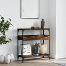 konsolbord med hylde 75x29x75 cm konstrueret træ røget eg