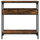 konsolbord med hylde 75x29x75 cm konstrueret træ røget eg
