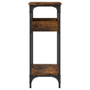 konsolbord med hylde 75x29x75 cm konstrueret træ røget eg