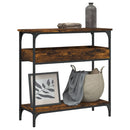 konsolbord med hylde 75x29x75 cm konstrueret træ røget eg