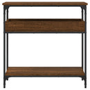konsolbord med hylde 75x29x75 cm konstrueret træ brunt egetræ