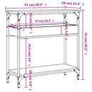 konsolbord med hylde 75x29x75 cm konstrueret træ brunt egetræ